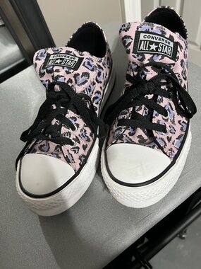 Converse Pink Leopard Print Low Top Sneakers
